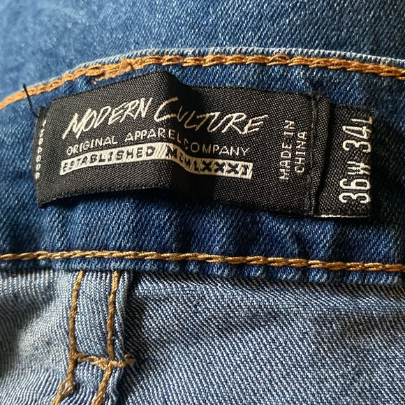 Modern Culture SZ 36 x 34 Distressed Moto Style Denim Blue Jeans New S - Picture 7 of 15